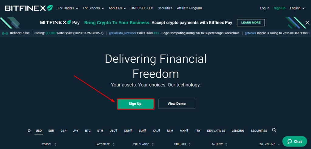 خطوات إنشاء حساب على منصة Bitfinex