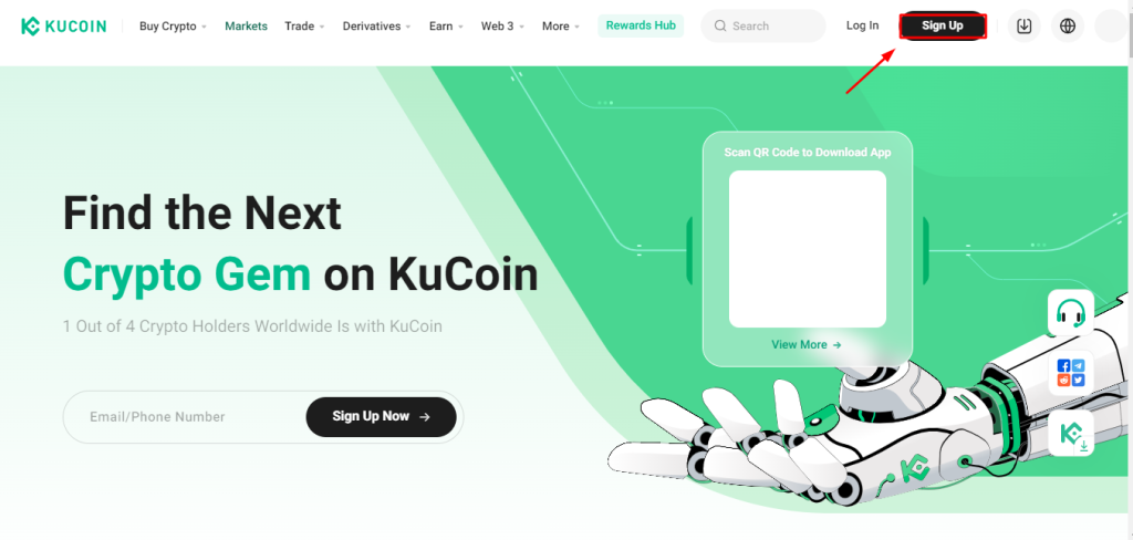 خطوات إنشاء حساب Kucoin